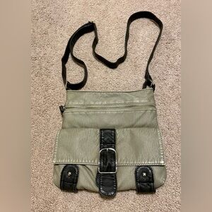 JOY SUSAN Vegan Leather Gray and Black Crossbody Bag